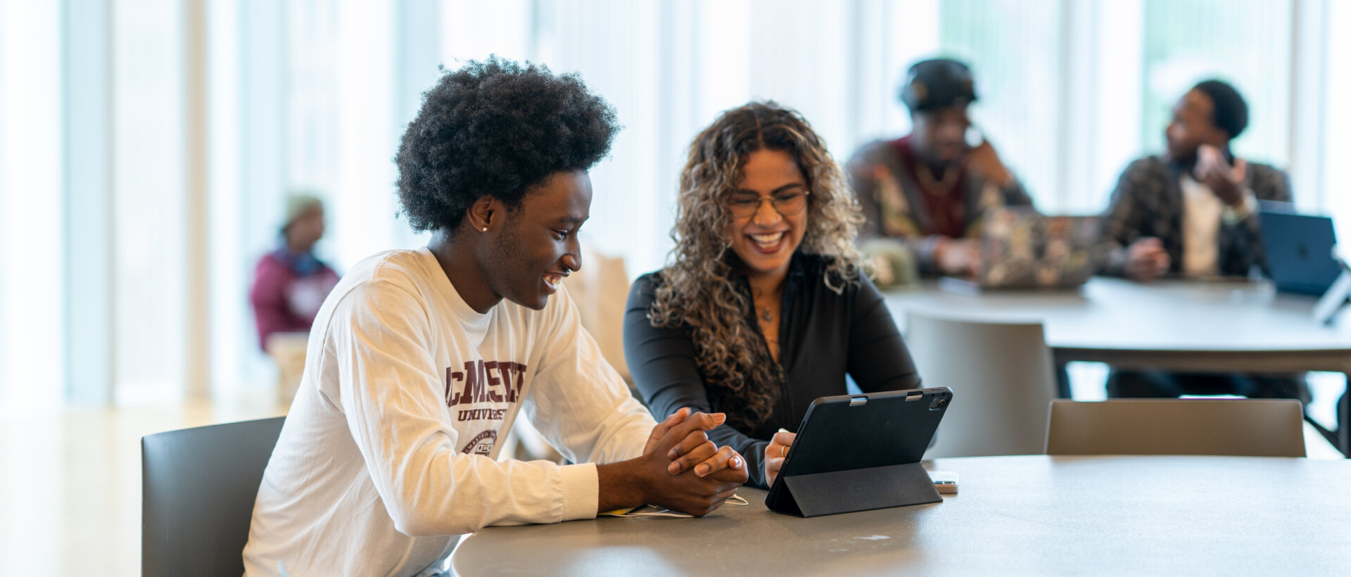 Students studying on campus